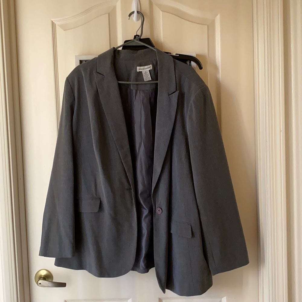 3/$30 Jessica London Women’s Plus Blazer one button grey lined 22 suit jacket